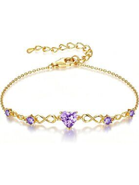 14K Gold Plated Infinity Heart Bracelet - Adjustable Jewelry Gift for Her